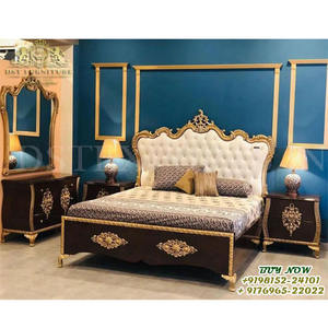 Muebles de Dormitorio con Diseño de Hojas Talladas, Estilo Francés, Cama Doble y Juego de Dormitorio, Muebles de Dormitorio Nuevos de Marca Francesa Tallada - Product Image 1