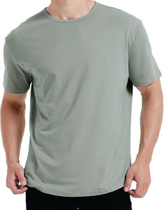 Camiseta de manga corta de algodón pesado para hombre Crew Fitness clásica elegante y duradera con logotipo bordado - Product Image 4