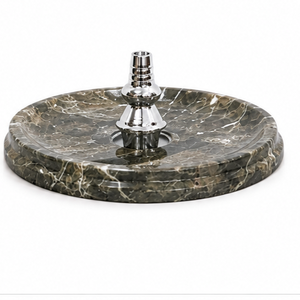 Marble Fluted Brown Luxury Tall <b>Hookah</b> Premium Full Set with Brass Smoking <b>Pipe</b> - Product Image 2