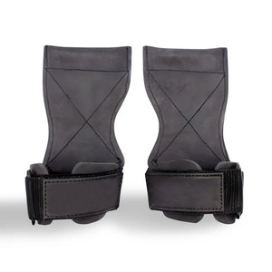 Logotipo personalizado Cross Grip Gimnasia Empuñaduras de mano Antideslizante Tirador de cuero cómodo para levantamiento de pesas Logotipo de goma personalizable - Product Image 6