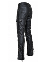 Pantalon de moto en cuir léger pour homme, taille haute, style urbain, avec fermeture éclair, imperméable