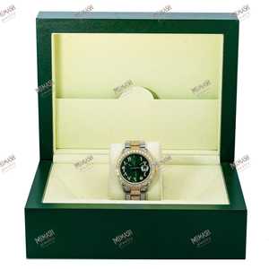 Elegante mejor calidad dos tonos Moissanite diamante reloj de cuarzo lujo oro acento completo diamante ajuste verde números arábigos Dial - Product Image 6