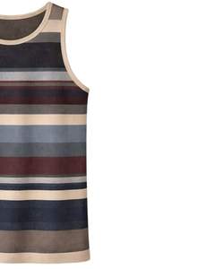 Débardeur rayé gris, bleu et beige pour homme – Col rond, sans manches, décontracté, été, doux, respirant, pour la gym et le streetwear - Product Image 4