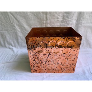 <b>Square</b> Shape Copper Plated Metal Creative Flower <b>Pots</b> and Planters Designer Round Large Shaper Hammered Design Modern Style - Product Image 1
