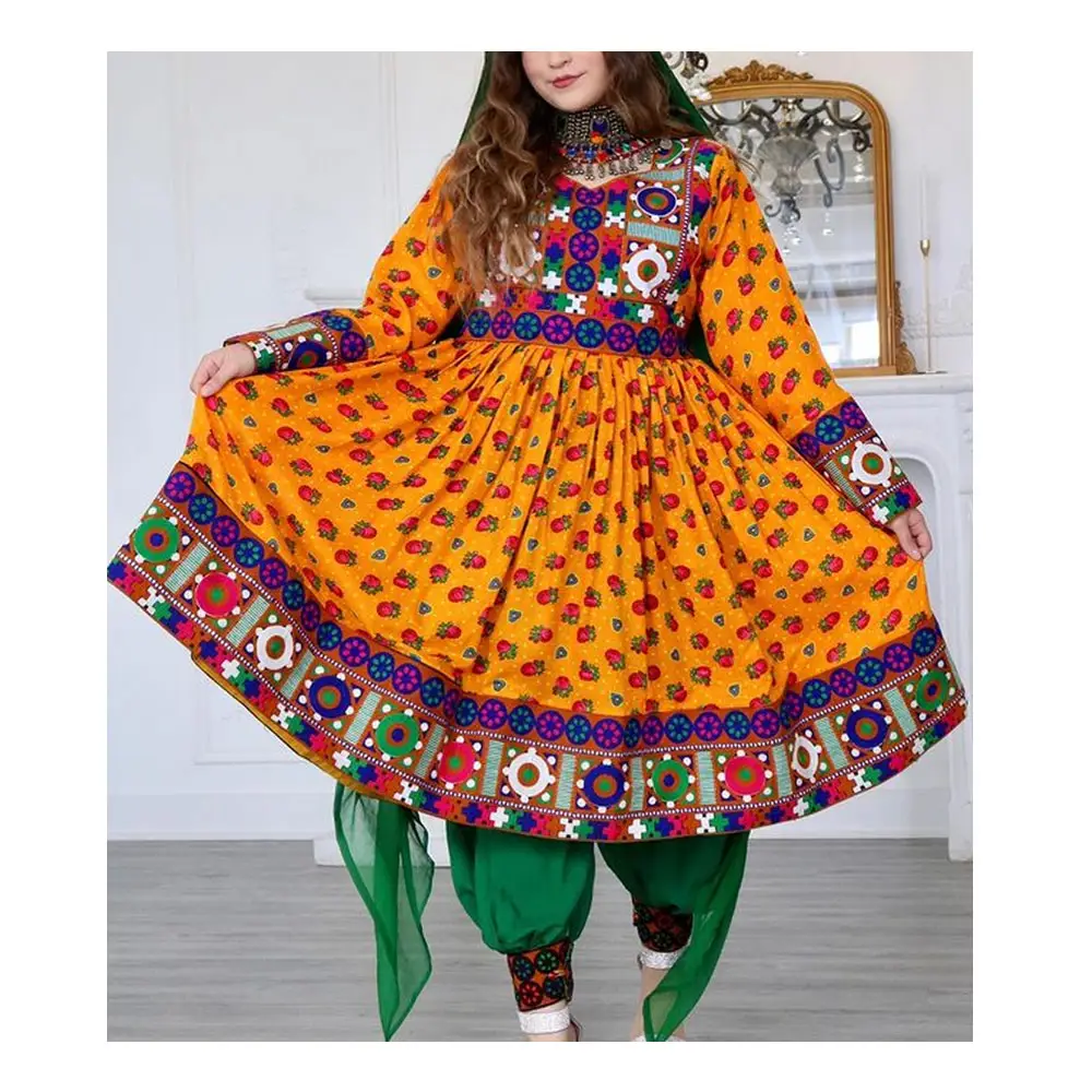 2024 New Design Ladies Fashion Afghan Women Dresses Premium Quality Long Sleeve Traditional Afghani Dress