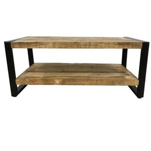 Mesa de centro moderna de madera maciza de mango, color negro natural, muebles para el hogar, 120x55x45cm - Product Image 2