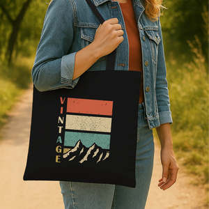 Vintage 12oz Cotton Tote <b>Bag</b> <b>Medium</b> Size Eco-Friendly and Recyclable with Long Handle for Daily Use Food and Advertising - Product Image 2
