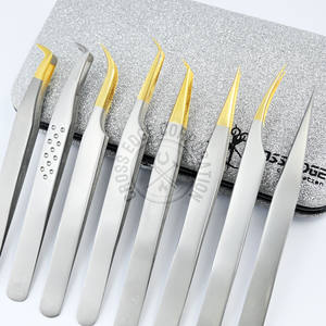 Pinzas para extensión de pestañas con punta de fibra, curvadas a 45 grados, para volumen, agarre perfecto, herramienta de precisión - Product Image 4