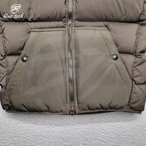 Lightweight Crew Neck Puffer <b>Jacket</b> for <b>Men</b> <b>Winter</b> Outdoor <b>Waterproof</b> Windproof Hooded Cotton Filled Front Logo - Product Image 6