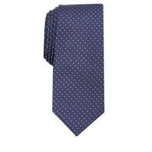 Alfani Men's Navy Slim Geometric Print <b>Tie</b> Microfiber Ascot Formal Fashion with Custom Logo Size Regular Gift Boxed - Product Image 1