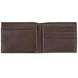 <b>Men's</b> Genuine Leather Slim <b>Wallet</b> With Striped Lining Fold Closure Card Holder Short Length Minimalist Design - Product Image 2