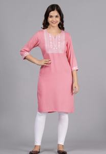 Vestido Kurti de Alta Calidad para Mujer, Diseño Elegante, Vestido para Fiesta, Cuello en V, Media Manga, Kurta Informal, Regalo para Ella - Product Image 2