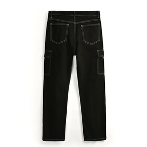 High Quality 100% Cotton Denim Pants Wholesale Slim Fit Men's Jeans Streetwear Distressed Colored Enzyme Straight Style Autumn - Product Image 5