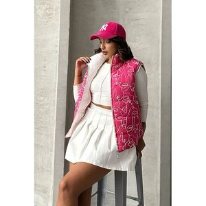 Chaleco Acolchado con Estampado Mixto para Mujer TOPSHOW, Mezcla Ligera de Algodón y Poliéster, Color Marrón, Ropa Exterior al por Mayor - Product Image 1