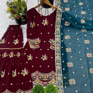 Nouveau Designer Modern Party Wear Sarara et Dupatta Set avec broderie lourde pour les mariages et la plage Top-Seller - Product Image 1