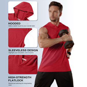 Sudaderas de gimnasio sin mangas hechas en Pakistán de color sólido Sudaderas con capucha de gimnasio sin mangas básicas con logotipo impreso personalizado - Product Image 2