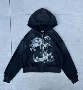 Streetwear Sweat à capuche en coton éponge française délavé à l'acide Vintage Logo personnalisé Sun Faded Stone Wash Distressed Hoodies - Product Image 3