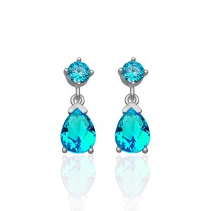 Pendientes de Plata 925 con Piedra Aqua de 4 mm, Color Aqua, Forma de Gota 6*8, Recién Llegados, de Turquía - Product Image 2