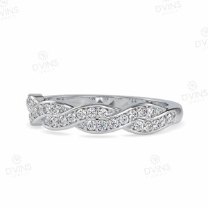 Anillo de compromiso de diamante cultivado en laboratorio redondo de diseñador de oro blanco de 14/18K para mujer, joyería de boda y fiesta de estilo clásico - Product Image 3
