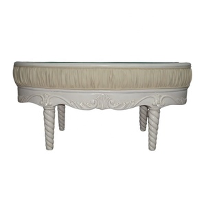 Table basse en bois massif rembourrée de style antique français, peinte en blanc, meubles de salon en provenance d'Indonésie, Jepara Furniture - Product Image 6