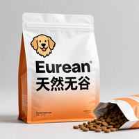 Sacs personnalisés en aluminium pour aliments pour animaux de compagnie 100g-10kg pour chiens et chats, sachets refermables à fond plat avec impression par gravure pour le stockage