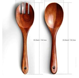 Mirha International Handicraft <b>Wooden</b> Salad <b>Tongs</b> & Server Set with 2 Turners Sustainable Handmade Utensils Size S - Product Image 1