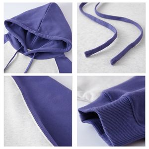 Nueva moda de alta calidad 87% algodón 13% poliéster 365G ropa de mujer pesada bordado personalizado recortado contraste costura Sudadera con capucha - Product Image 3