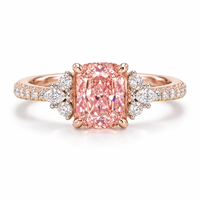 Bagues fantaisie ovales roses de couleur fantaisie, cultivées en laboratoire, en or 18 carats, certifiées IGI, bijoux fins de luxe personnalisés pour fiançailles, mariage, fête, vente en gros