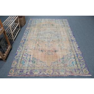 Alfombra Turca de 5.1x8.3 pies (154x254 cm), Alfombra Vintage Azul Sólido - Product Image 1