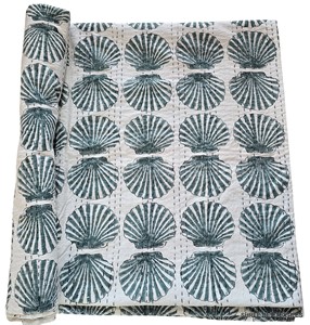 Cubrecama Acolchado Kantha de Algodón Estampado a Mano, Manta Reversible Kantha, Todas las Tallas Disponibles - Product Image 1