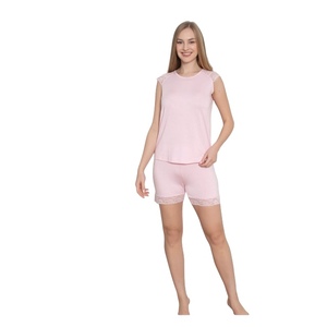 Ensemble de pyjama décontracté en viscose tricotée pour femme, automne, printemps, été, confortable pour la maison, tenue de nuit, tunique courte, pantalon capri - Product Image 4