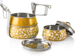 Boîte Tiffin en acier inoxydable avec clip de verrouillage boîtes à lunch d'emballage alimentaire avec design de couleur personnalisé fabriqué en Inde en gros - Product Image 2