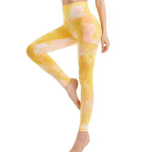 Nouveauté Leggings de sport respirants tie-dye pour femmes Couleur personnalisée Taille haute Matière en spandex Pantalons de yoga décontractés en tricot pour la salle de sport - Product Image 1