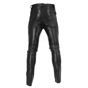 Pantalones de Cuero para Hombre, Diseño Nuevo, Ligeros, Casuales, con Botones, Tallas Grandes, Personalizados, para Venta en Línea - Product Image 2