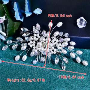 มงกุฎเจ้าสาว Bridella BHP836-S สีเงิน ประดับด้วยคริสตัลและมุก - มงกุฎสวมใส่สบายสำหรับงานแต่งงาน งานพรอม และงานพิธีการ - Product Image 5