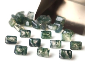 หินโมรามอสสีเขียวธรรมชาติ3x5mm-10x12mm พลอยอัญมณีรูปแปดเหลี่ยมเจียระไนแบบหลวมทำมือคุณภาพสูง - Product Image 2