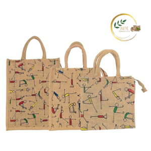 Sacs en jute imprimés écologiques Textiles et produits en cuir à prix économique disponibles à la vente - Product Image 2