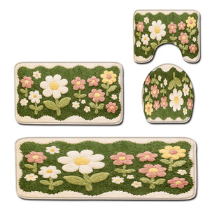 Ensemble de tapis de salle de bain imprimés personnalisés pour salle de bain, rideau de douche antidérapant, tapis de bain - Product Image 5
