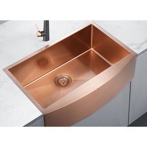 Évier de cuisine HIGOLD 33 pouces à cuve unique, style ferme, fait main, en acier inoxydable SUS304 avec traitement de surface nano, rectangulaire - Product Image 5