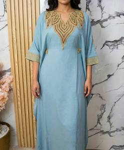 Gandoura africaine en rayonne brodée papillon, Abaya à manches longues, coupe ample, Kaftan pour femme, vêtement de tous les jours pour adultes - Product Image 6