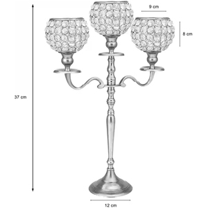 Les mieux notés Design exclusif boule de cristal support votif 3 bras candélabre bougeoir taille personnalisée pour mariage décor de table - Product Image 2
