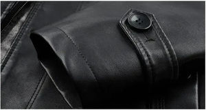 Manteau d'hiver en cuir véritable pour hommes, épais, chaud, régulier, décontracté, veste à capuche, col montant, lettre, Haus Industries - Product Image 3