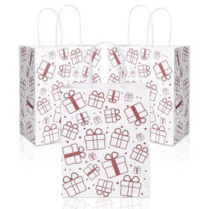 Medium Kraft Paper Shopping Bags Customizable Christmas & Party Favor Bags Bulk Pack White <b>Present</b> Paper <b>Box</b> - Product Image 1