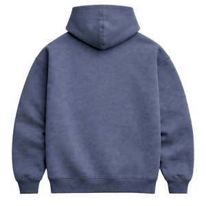 <b>Mens</b> Light <b>Navy</b> Oversized Hoodie Pullover 50% Cotton 50% Polyester Drop Shoulder Streetwear Relaxed Fit Winter Plain Dyed - Product Image 2