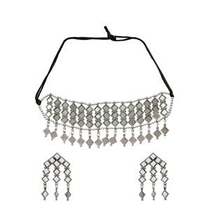 OX Fine Jewelry Set Gold <b>Mirror</b> Choker Vintage Tassel Featuring Zircon Pearl Diamond Rhinestone for Wedding Party Engagement - Product Image 2