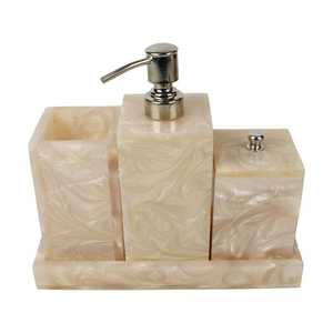 MN EXPORTS Juego de Baño Clásico de Resina de Cinco Piezas: Dispensador de Jabón, Portacepillos, Bandeja, Fácil de Limpiar, Impermeable, Ecológico, Moderno - Product Image 6