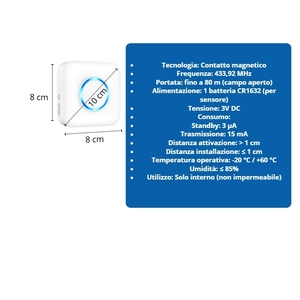 Kit of 2 Smart Home 433MHz <b>Wireless</b> Door Sensors with Magnetic Contact <b>Wireless</b> <b>Doorbell</b> for Door and Window Opening Alarm - Product Image 2