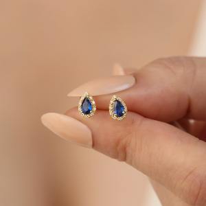 Boucles d'oreilles classiques faites à la main 925 bijoux en argent massif pour femmes 925 argent Sterling saphir pierres précieuses Boho Style boucles d'oreilles cadeau - Product Image 4