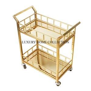 Modern <b>Craft</b> Affordable Luxury Metal Serving <b>Trolley</b> with a High-gloss Finished and Decorative Elements for Classy Events - Product Image 2