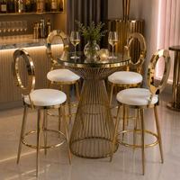 Table de bar commerciale moderne en acier inoxydable doré pour restaurants, cuisines, comptoirs hauts, hôtels, mobilier de bar à domicile